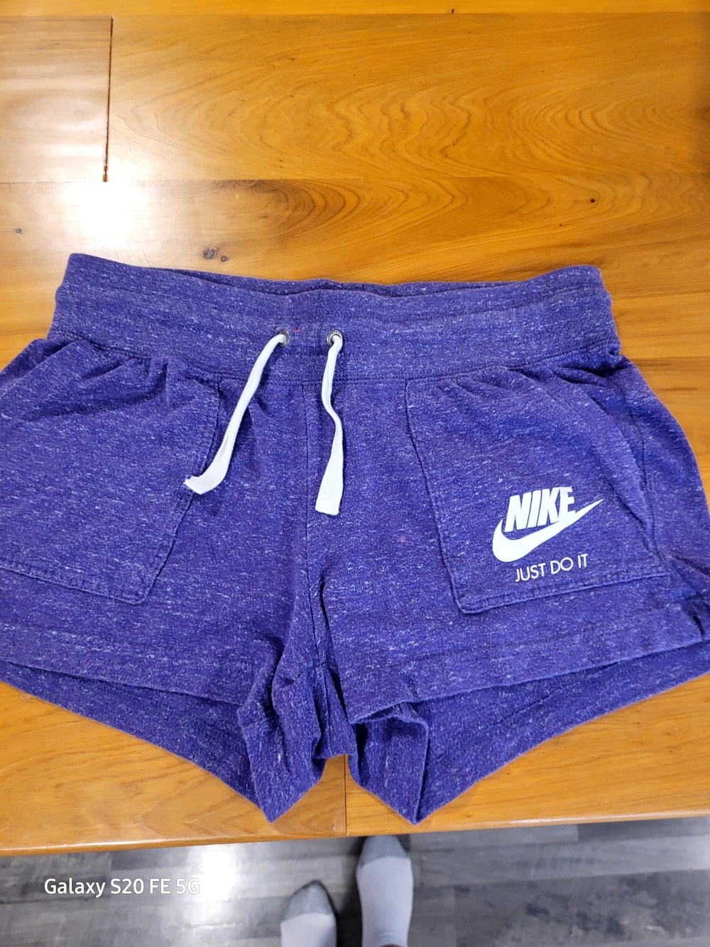 Nike Women’s Heather Purple Athletic Shorts with White Logo